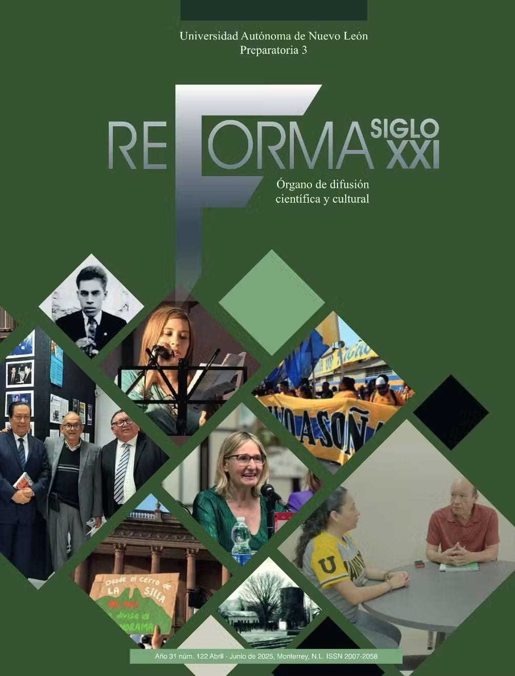 Segunda imagen de la portada de la revista ReForma XXI con fotos de eventos culturales y académicos en Monterrey, México.